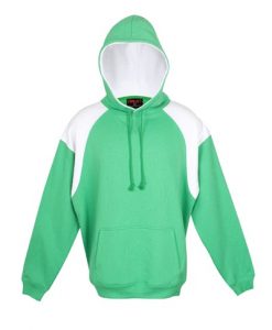 Mens Shoulder Panel Hoodie - Emerald/White