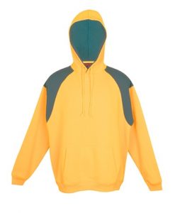 Mens Shoulder Panel Hoodie - Gold/Bottle Green