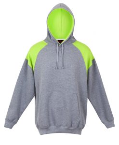 Mens Shoulder Panel Hoodie - Grey Marl/Lime