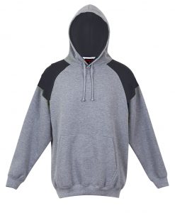 Mens Shoulder Panel Hoodie - Grey Marl/Navy