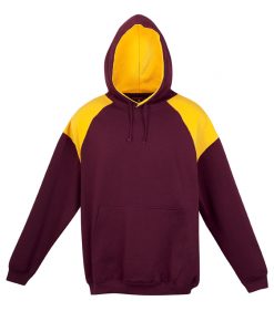 Mens Shoulder Panel Hoodie - Maroon/Gold