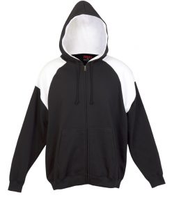 Mens Shoulder Contrast Zip Thru Hoodie - Black/White