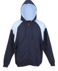 Mens Shoulder Contrast Zip Thru Hoodie - Navy/Sky