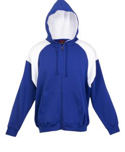 Mens Shoulder Contrast Zip Thru Hoodie - Royal/White