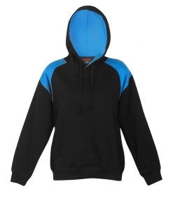 Womens & Juniors Shoulder Panel Kangaroo Pocket Hoodie - Black/Azure