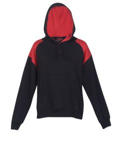 Womens & Juniors Shoulder Panel Kangaroo Pocket Hoodie - Black/Red