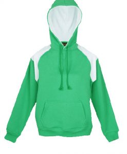 Womens & Juniors Shoulder Panel Kangaroo Pocket Hoodie - Emerald/White