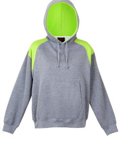 Womens & Juniors Shoulder Panel Kangaroo Pocket Hoodie - Grey Marl/Lime