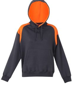 Womens & Juniors Shoulder Panel Kangaroo Pocket Hoodie - New Charcoal/Orange