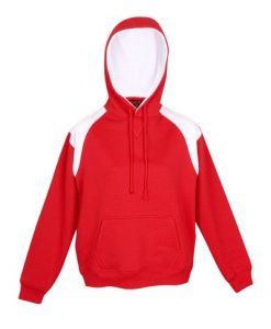 Womens & Juniors Shoulder Panel Kangaroo Pocket Hoodie - Red/White