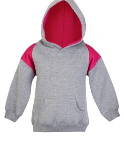 Baby Shoulder Contrast Hoodie - Grey Marl/Hot Pink