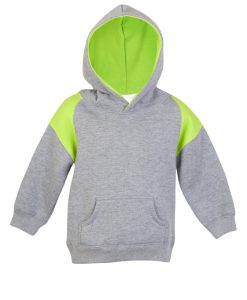 Baby Shoulder Contrast Hoodie - Grey Marl/Lime