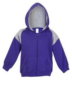 Baby Shoulder Contrast Zip Thru Hoodie - Grape/Gray Marl