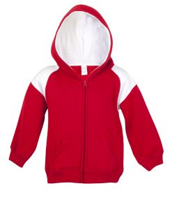 Baby Shoulder Contrast Zip Thru Hoodie - Red/White