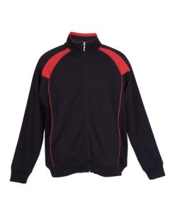 Mens Collar Bone Zip Thru Hoodie - Black/Red