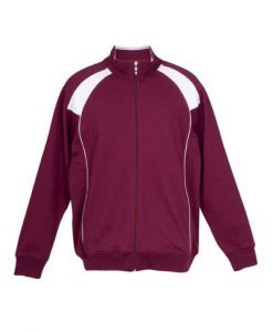 Mens Collar Bone Zip Thru Hoodie - Burgundy/White