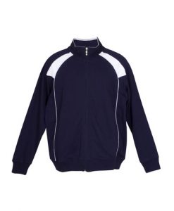 Mens Collar Bone Zip Thru Hoodie - Navy/White