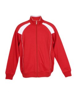 Mens Collar Bone Zip Thru Hoodie - Red/White