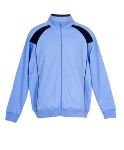 Mens Collar Bone Zip Thru Hoodie - Sky Blue/Navy