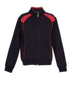 womens Collar Bone Zip Thru Hoodie - Black/Red