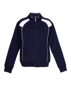 womens Collar Bone Zip Thru Hoodie - Navy/White