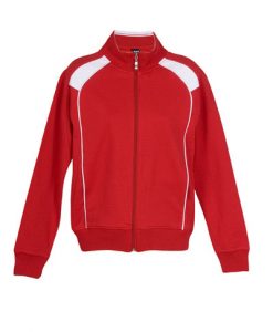 womens Collar Bone Zip Thru Hoodie - Red/White