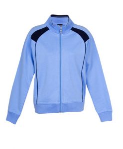 womens Collar Bone Zip Thru Hoodie - Sky Blue/Navy
