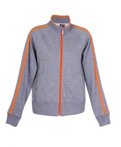 Womens & Junior Unbrushed Zip Thru Sweater - Grey Marl/Orange