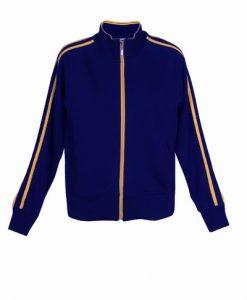 Womens & Junior Unbrushed Zip Thru Sweater - Navy/Gold