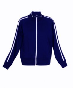 Womens & Junior Unbrushed Zip Thru Sweater - Navy/White
