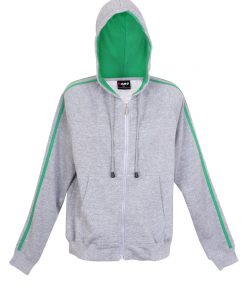 Womens Team Zip-Thru Hoodie - Grey Marl/Kelly Green