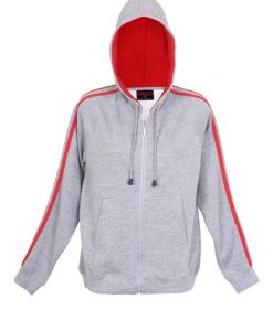 Womens Team Zip-Thru Hoodie - Grey Marl/Red