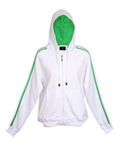 Womens Team Zip-Thru Hoodie - White/Emerald