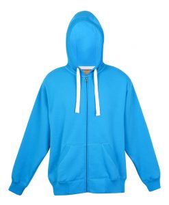 Mens Brushed Heavy Zip Thru Hoodie - Azure