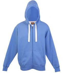 Mens Brushed Heavy Zip Thru Hoodie - Blue Marl