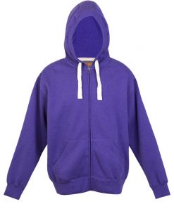 Mens Brushed Heavy Zip Thru Hoodie - Grape Marl