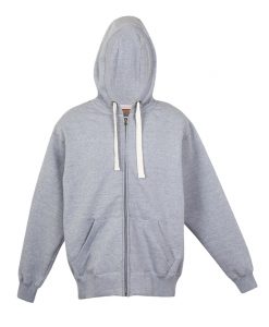 Mens Brushed Heavy Zip Thru Hoodie - Grey Marl