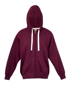 Mens Brushed Heavy Zip Thru Hoodie - Maroon