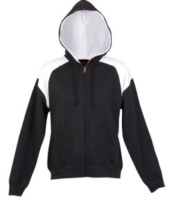 Womens & Juniors Contrast Shoulder Zip Thru  Hoodie - Black/White