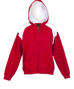 Womens & Juniors Contrast Shoulder Zip Thru  Hoodie - Red/White