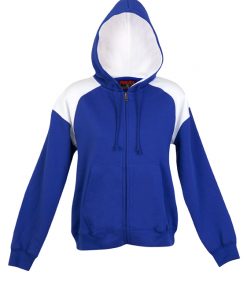 Womens & Juniors Contrast Shoulder Zip Thru  Hoodie - Royal/White