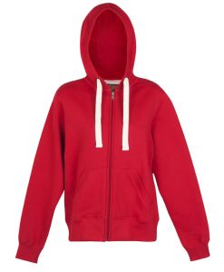 womens & Juniors Heavy Brushed Zip-Thru Hoodie - Red