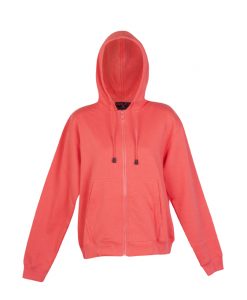 Womens & Juniors Zip Thru Hoodie - Coral Red