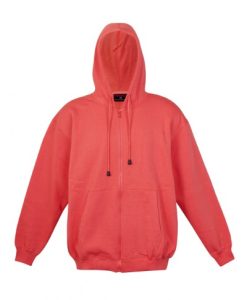 Kids Zip Thru Hoodie - Coral Red