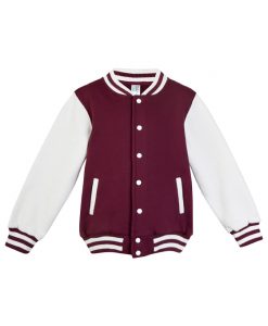 Babies Varsity Jacket - No Hood - Maroon/White