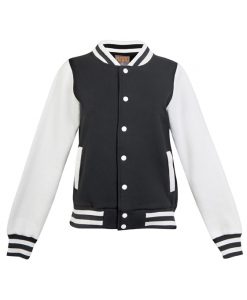 Womens Varsity Jacket - No Hood - Black/White