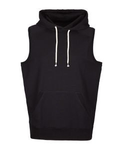 Men's Athletic Sleeveless Hoodie - Black