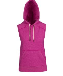 Women's Athletic Sleeveless Hoodie - Hot Pink Heather