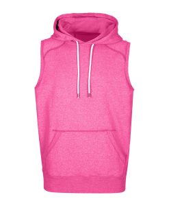 Men's Athletic Sleeveless Hoodie - Hot Pink Heather